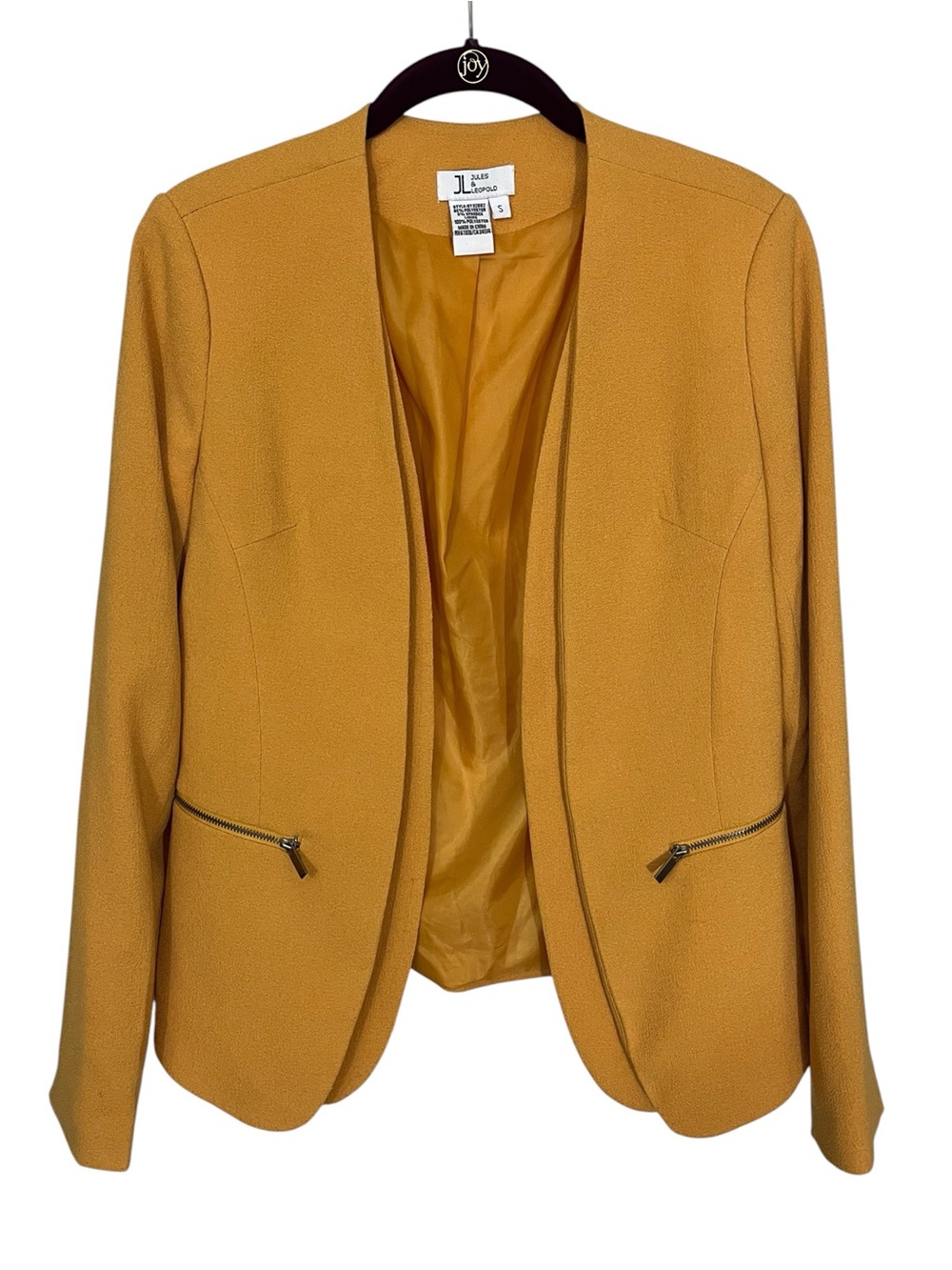 Jules & Leopold Yellow Open Front Blazer Size Small